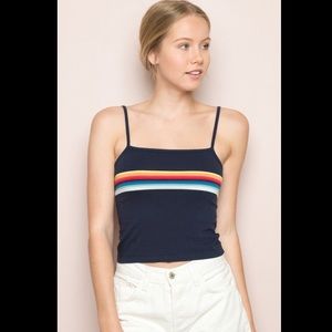 Brandy Melville Navy Blue Rainbow Tank Top